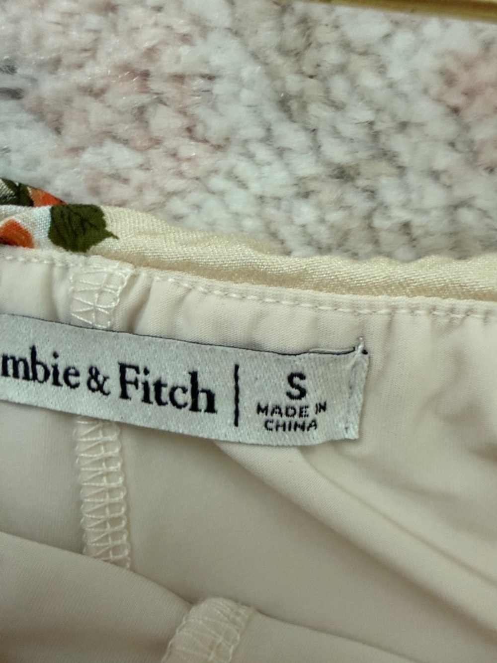 Floral Cream and Orange Square-Print Mini Skirt - Picture 3 of 3
